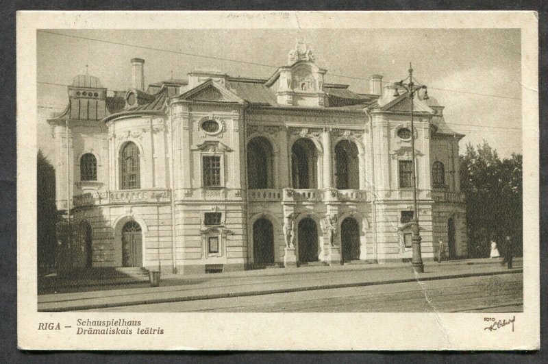 3149 - LATVIA Valdemarpils 1943 CDS on Hitler Ostland Overprint RIGA Postcard