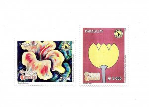 PARAGUAY 2008 NASTA ADVERTISING COMPANY FLOWERS SET OF 2 VALUES MINT NH