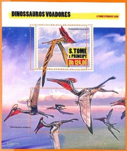 A6602 - SAO TOME & PRINCIPE, ERROR, 2020, MISSPERF SOUVENIR S: Flying Dinosaurs