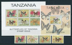 [110137] Tanzania 2005 Insects butterflies papillons flora With souv. Sheet MNH