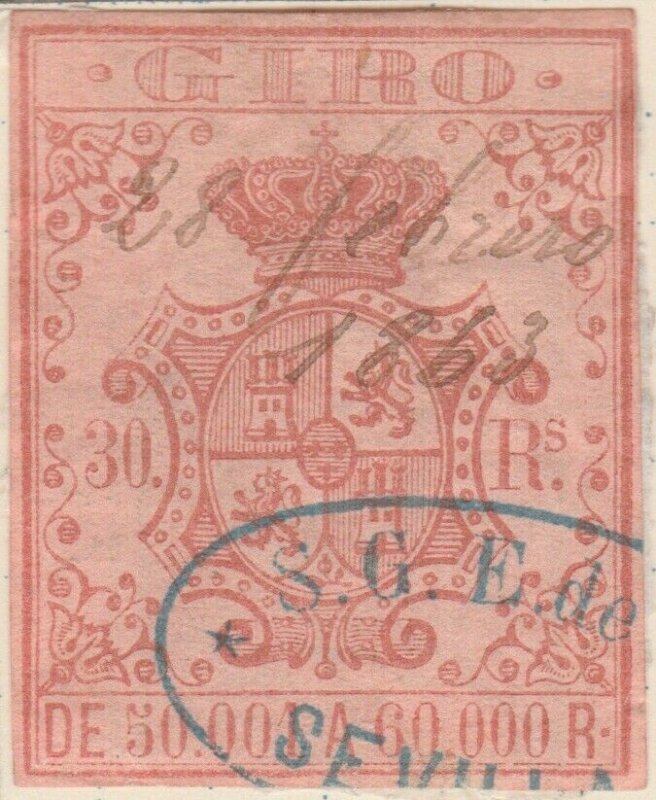 ESPAGNE / SPAIN / ESPAÑA 1861 Sello Fiscal (GIRO) 30 reales - Usado