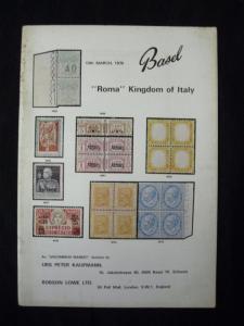 ROBSON LOWE BASLE AUCTION CATALOGUE 197O 'ROMA' KINGDOM OF ITALY