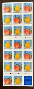 2494a   Peach & Pear,  V11111   Pane of 20 MNH  32 c  FV $6.40    1995 