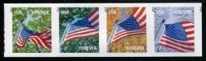 4769a US (46c) 4 seasons Flag SA, AV MNH strip/4 cv $3.80