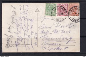 Italy 1928 Postal Card Photo to Germany Nurnberg Used 16101