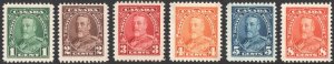 Canada SC#217-222 1¢-8¢ King George V Singles (1935) MNH