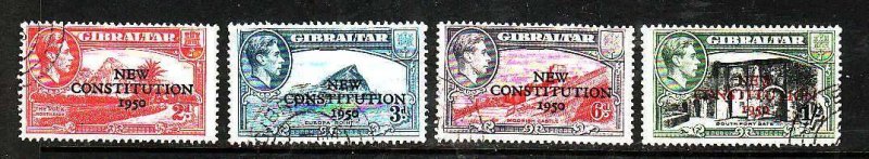 Gibraltar-Sc#127-30- id5-used KGVI set-New Constitution-1950-
