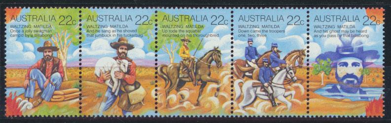 Australia  SG 742a  SC# 741 Strip of 5  MNH - Folklore Waltzing Matilda