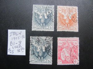 ITALY 1915-16 USED  SC B1-3 SET VF $86.50+ (152)