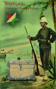 Libya - Postcard Bengasi, Glory of the Italian Army