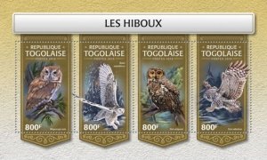 Togo - 2018 Owls on Stamps - 4 Stamp Sheet - TG18206a