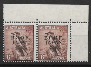 AUSTRALIA-B.C.O.F. SGJ4c 1946 6d PURPLE-BROWN PAIR, 1 WITH NARROW N VAR MNH