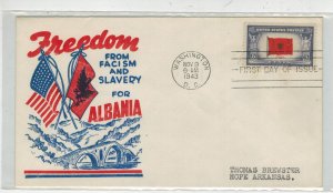 1943 WW2 Patriotic FDC OVERRUN COUNTRIES POPPENGER 918 ALBANIA White Env