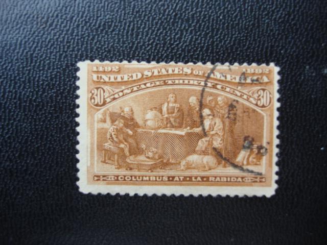 1893 COLUMBIAN  SCOTT # 239  30c   USED  F/VF  SCV $ 90.00