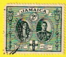 JAMAICA SCOTT#130 1945 2d KING CHARLES & KING GEORGE VI - USED