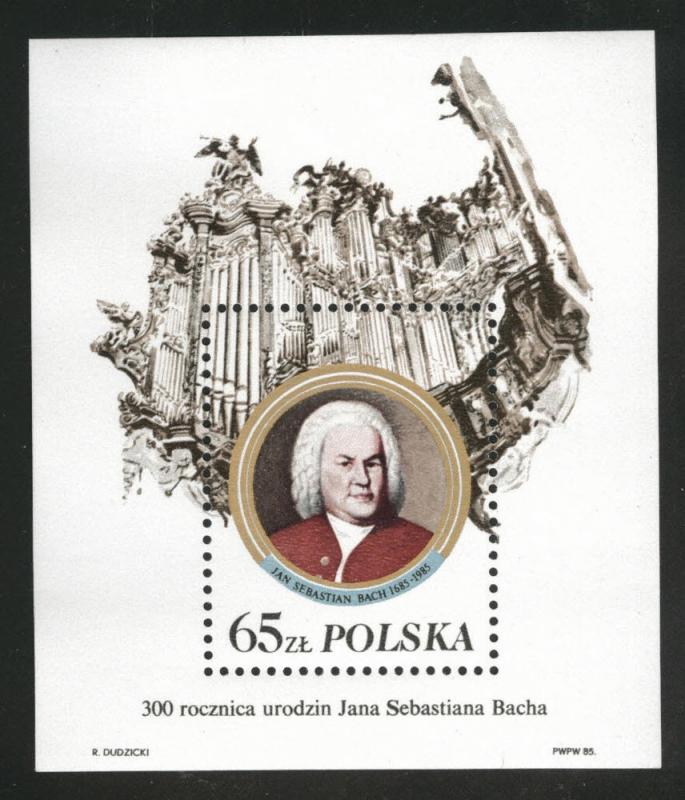 Poland Scott 2712a MNH** 1985 JS Bach limited edition sheet 