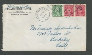 1931 Lafayette La Evangeline Hotel 5c Postage Pays Lowered Airmail Rate-----