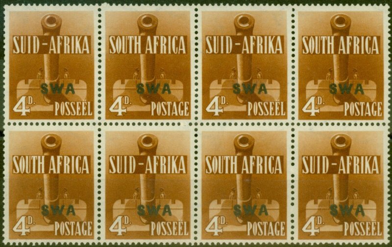 S.W.A 1941 4d Orange-Brown SG118 V.F MNH Block of 8, 4 Pairs 