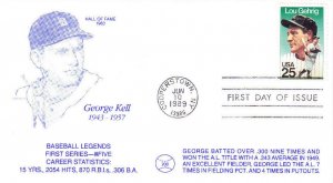 DBC Cachet George Kell HOF 1st Day #2417 Lou Gehrig Baseball 1989