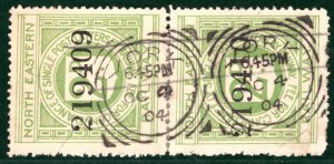 GB Yorks NER RAILWAY Letter Stamp 2d York *RARE USED PAIR* Squared Circles SBW82