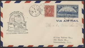 1934 Flight Cover Ile a la Crosse to Prince Albert SASK #202 5c UPU AAMC 3409b