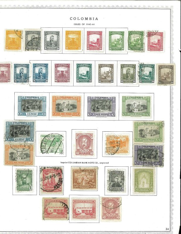 Colombia M & U (mostly) 1920's-1940's Airmails (mostly) Hinged on Minkus Pages