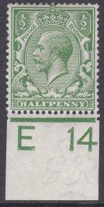 ½d Royal Cypher Control E 14 imperf  MOUNTED MINT