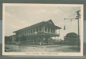 Costa Rica  1923 View Hotel Londres 4c red on cream address side clean