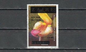 Zaire, Scott cat. 1546 only. Flower value Surcharged.