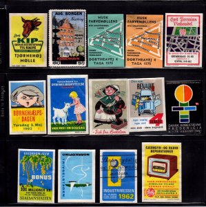 Assortment of 15 Danish Advertising Stamps Maerkat