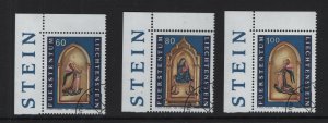 Liechtenstein   #1060-1062  cancelled 1995 Christmas  paintings by Monaco