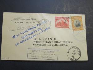 Haiti 1928 West Indian Air Exp Cover 2-21-28 / BL Rowe Signed - Z3658