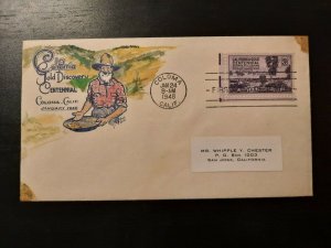 1948 FDC California Gold Centennial Illustrated Coloma San Jose California