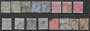 Jamaica  (16 )   Queen Victoria early issues ranging from #1 & #28 (U) CV $58.00