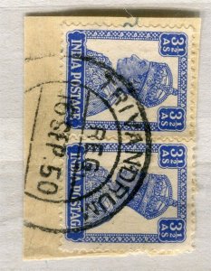 INDIA; 1950 early Trivandrum POSTMARK PIECE fine used item