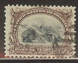 #298 Pan Am 8c Canal Locks Fine or Better, Lt. Ccl, CV $50