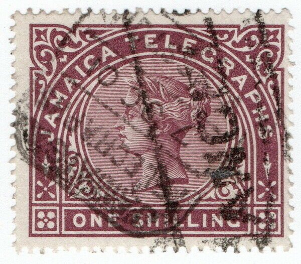 (I.B) Jamaica Telegraphs : 1/- Purple-Brown