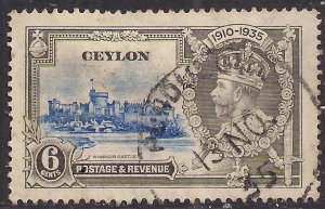 Ceylon 1935 KGV 6cts Silver Jubilee used SG 379 ( R978 )