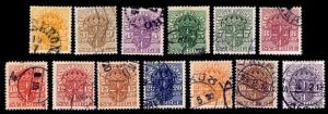1910-19 SWEDEN #O42-O55 OFFICIALS - WMK 181 - USED - F/V+ - CV$34.25 (ESP#2094)