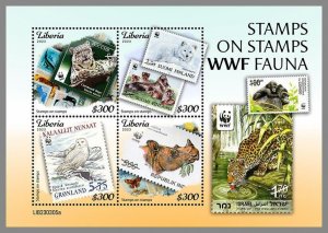 LIBERIA 2023 MNH Stamps on Stamps WWF Fauna M/S #305a