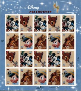 USA #3868a DISNEY CHARACTERS 37c Pane of 20 Stamps Postage Sheet 2004 Mint NH