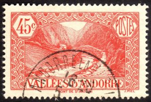 1932, French Andorra 45c, Used, Sc 35