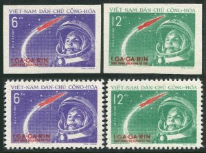 Viet Nam 160-161 perf & imperf, MNH.Mi 166-167. Yuri Gagarin, space flight 1961.