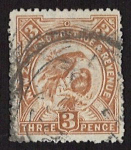 1898-1908 Heteralocha acutirostris New Zealand 3 Pence Postage Revenue (LL-18)