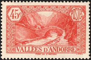 Andorra (French) #35  MOG - 45c lt red Vallees d'Andorre (1932)