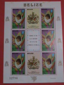 BELIZE STAMP 1982 SC#619  DIANNA- PRINCE OF THE WALES-21ST BIRTHDAY MNH SHEET