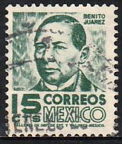 MEXICO 877(a), 15cents REDRAWN 1950 Definitive 2nd Printing wmk 300 USED. (140)