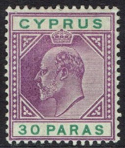 CYPRUS 1904 KEVII 30PA WMK MULTI CROWN CA