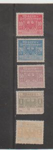 5 Germany 10pf to 1M WAREN LIMFAß STEMPELMARKEN REVENUE FISCAL MLH VF RARE 1921