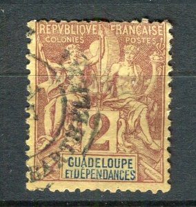 FRENCH COLONIES; 1890s Classic Tablet issue used 2c. value + Postmark, Guadeloup